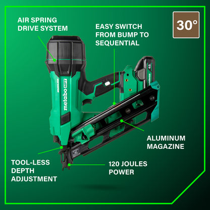 Metabo HPT Multi-Volt 3-1/2-in 30 -Degree Cordless Clipped/Roundhead Framing Nailer Kit