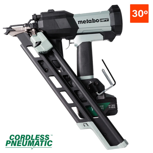 Metabo HPT Cordless Pneumatic 18V 30 Degree Paper Strip Framing Nailer Kit (NR1890DCBQRY)