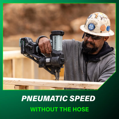 Metabo HPT Cordless Pneumatic 18V 30 Degree Paper Strip Framing Nailer Kit (NR1890DCBQRY)