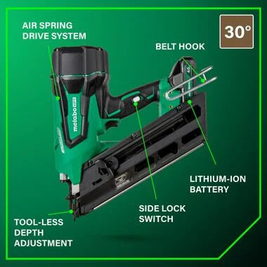 Metabo HPT MultiVolt 3-1/2-in 30 -Degree Cordless Clip head/Roundhead Framing Nailer ( Battery Included ) Metabo