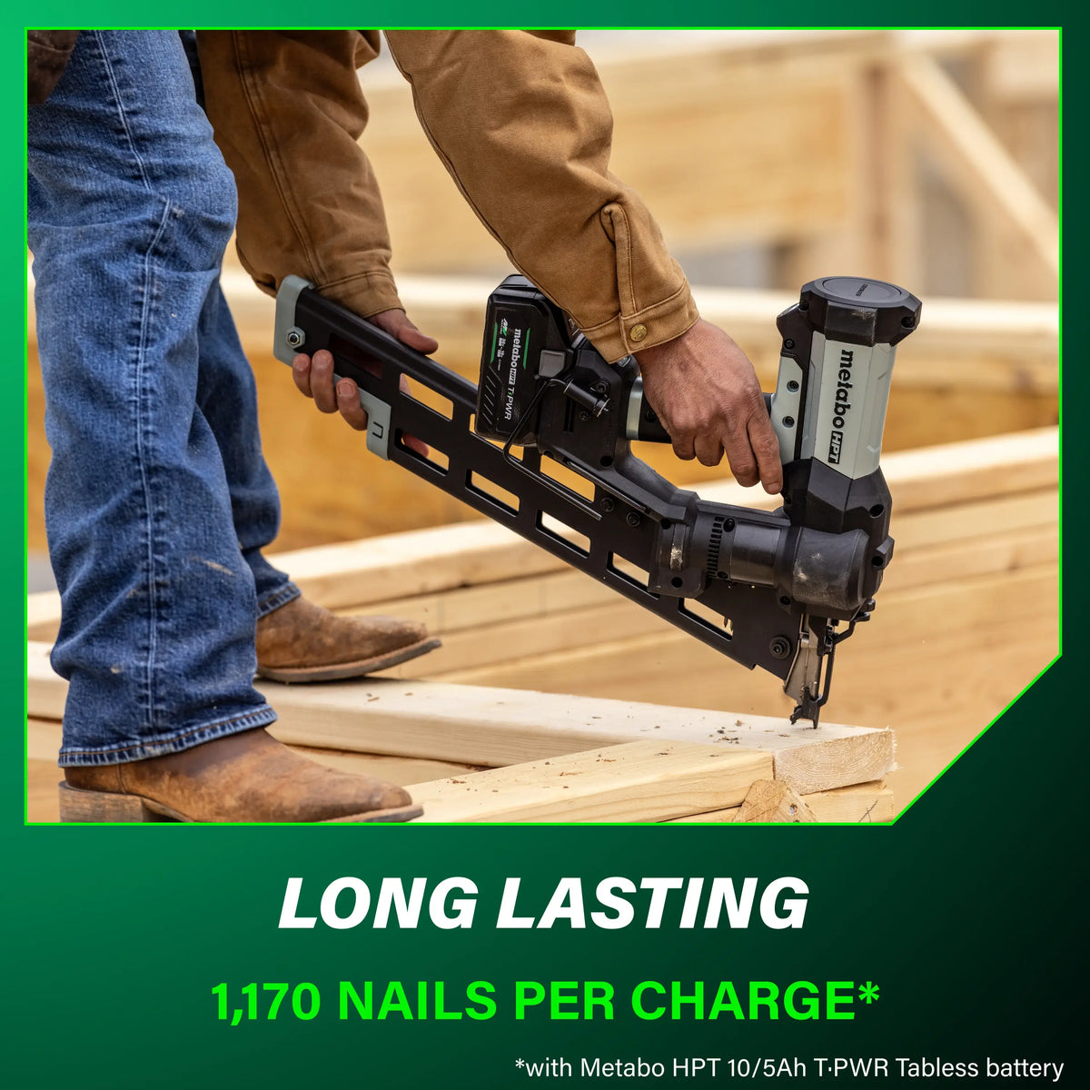 Metabo HPT Cordless Pneumatic 18V 21 Degree Plastic Strip Framing Nailer Kit
