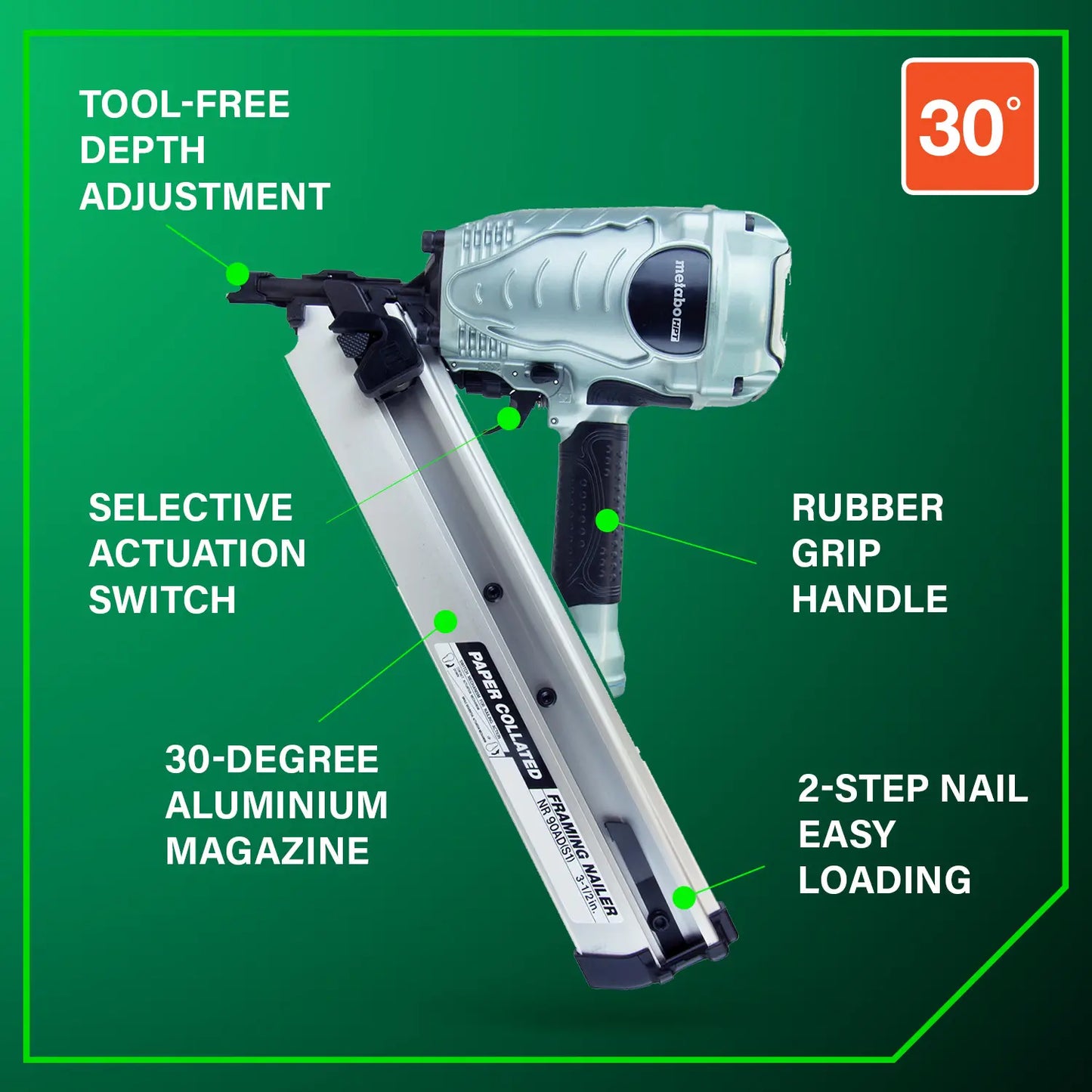 NR90ADS1M Metabo HPT Framing Nailer 90 Series