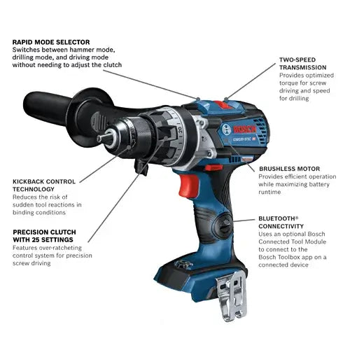 Bosch 18V Hammer Drill/Driver Brute Tough 1/2" Bare Tool GSB18V-975CN