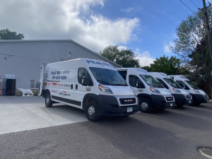 Polar Tool vans loading up getting ready to leave for deliveries.