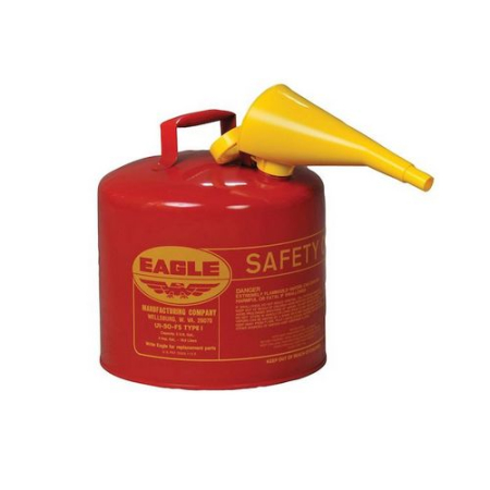 Gallon Steel Safety Can for Flammables, Type I, Flame Arrester, Funnel, Red