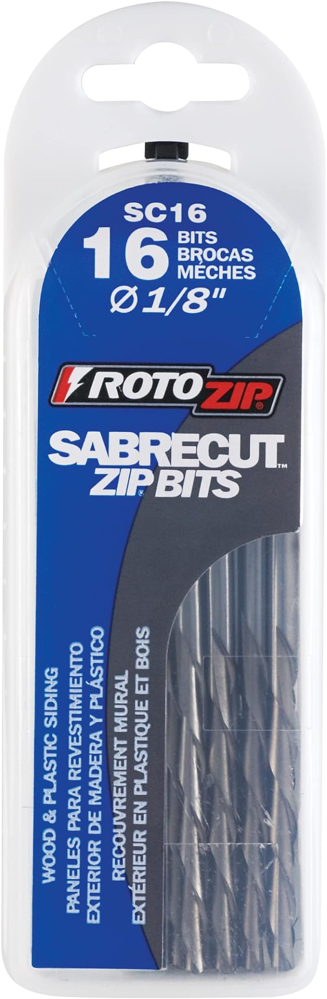 RotoZip SC16 1/8 Inch Sab Recut Zip Bit For Wood and Plastic, 16 Pack