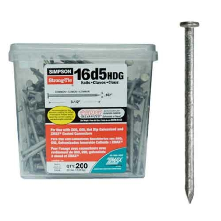 Simpson Strong-Tie 16D5HDG-R 3-1/2″ X .162″ 16D HDG Nails 5# Pack (200 Pieces)