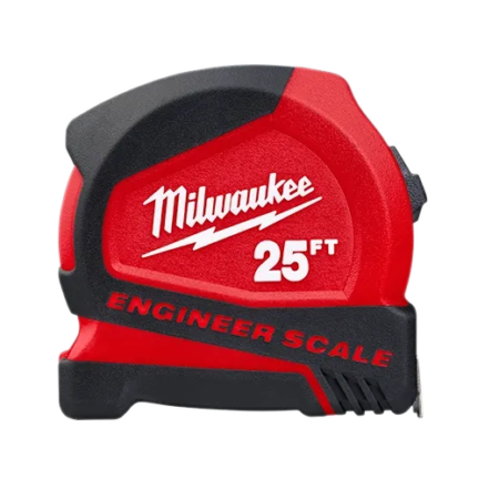 Milwaukee 25ft Compact Tape Measure with Engineer Scale 48-22-6625E